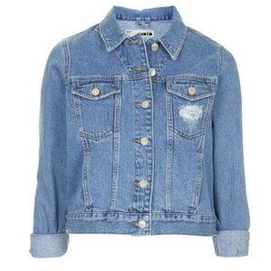 TOPSHOP Moto Women’s Distressed Denim Jacket 12